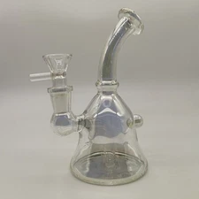 15cm Smoking Pipes Reflective Glass Hookah Water Pipe Silver Bong W/ 14mm Bowl