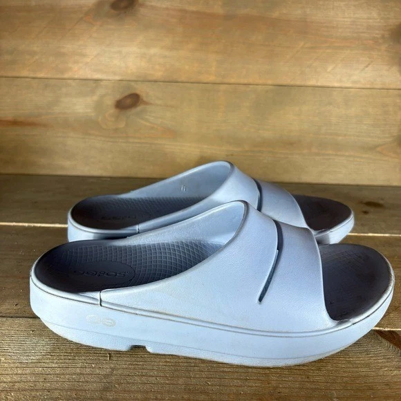 oofos ooahh слайд женщин размер 6 туфли синий скольжения на восстановления сандалии - Изображение 2 из 4