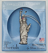 Swarovski Crystal & Pewter Statue of Liberty Ornament Gloria Duchin MADE IN USA