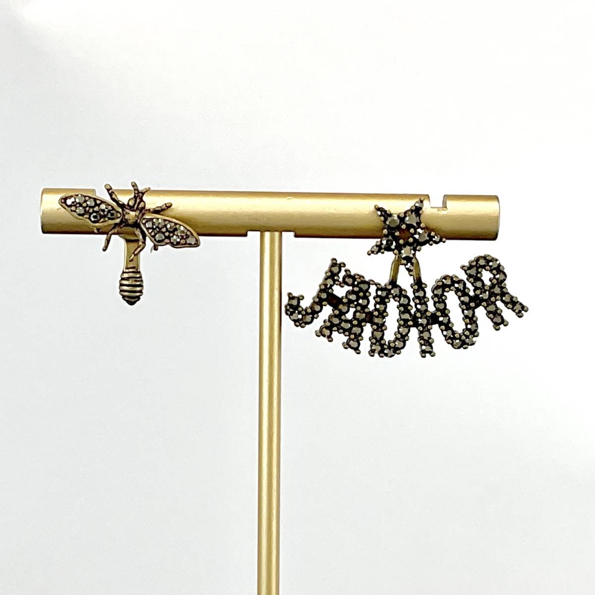 Diorピアス Christian Dior Christian Dior J'Adior Asymmetry Earrings Bee Star Rhinestone Gold