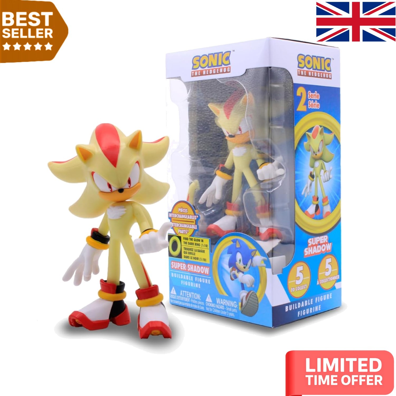 Collectible Sonic the Hedgehog Super Shadow Action Figure - No Assembly Needed!