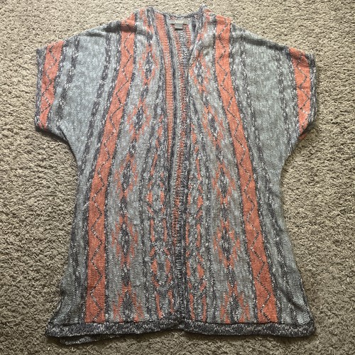 Natural Reflections Womens Cardigan Sweater Boho Open Front Long Orange Large