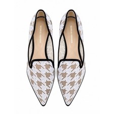 Nicholas Kirkwood Alona Houndstooth Mesh Pointed Flat EU 40 US 9.5 Made in Italy