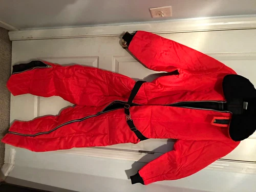 Sears Work'N Leisure Insulated Full Zip Belted Coveralls Red/Black Collar - product listing photo
