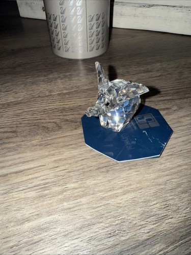 Swarovski Crystal Baby Elephant Figurine Frosted Tail 1.5" Big Ears 7640 Box - Picture 3 of 13