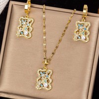 Innolea Schmuckset: Halskette Und Ohrringe BäRenform Mit Perlen Und Diamanten