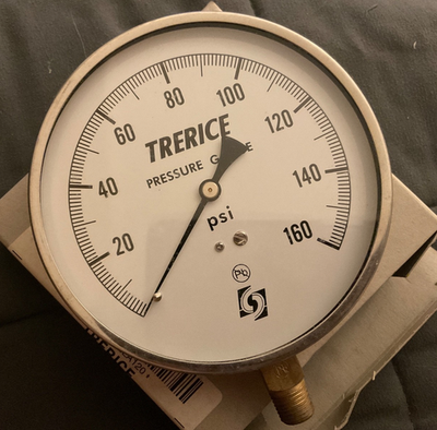 #ad TRERICE 620B4502LA160 0 160 PSI PRESSURE GUAGE 4.5quot; FACE 1 4 NPT NEW🇺🇸 $20.00