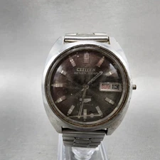 Citizen Seven Star Deluxe Watch Men 35mm Gray Dial Steel Daydate 4-520297 PARTS