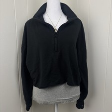 Black Aerie cropped quarter zip sweatshirt size M With Thumb Holes