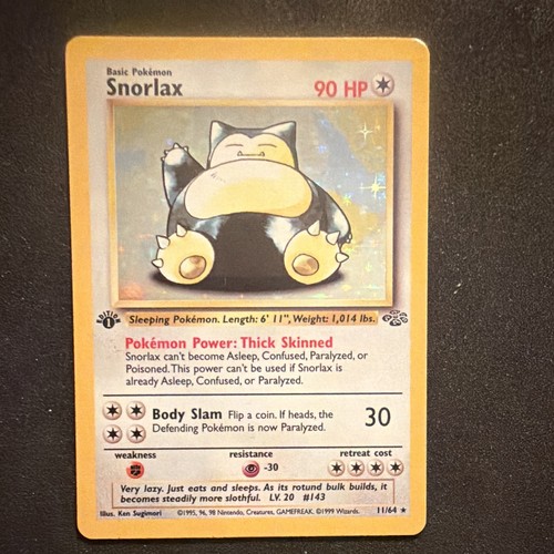 Pokemon Snorlax 11/64 Jungle 1st Edition Holo Rare WotC 1999 English