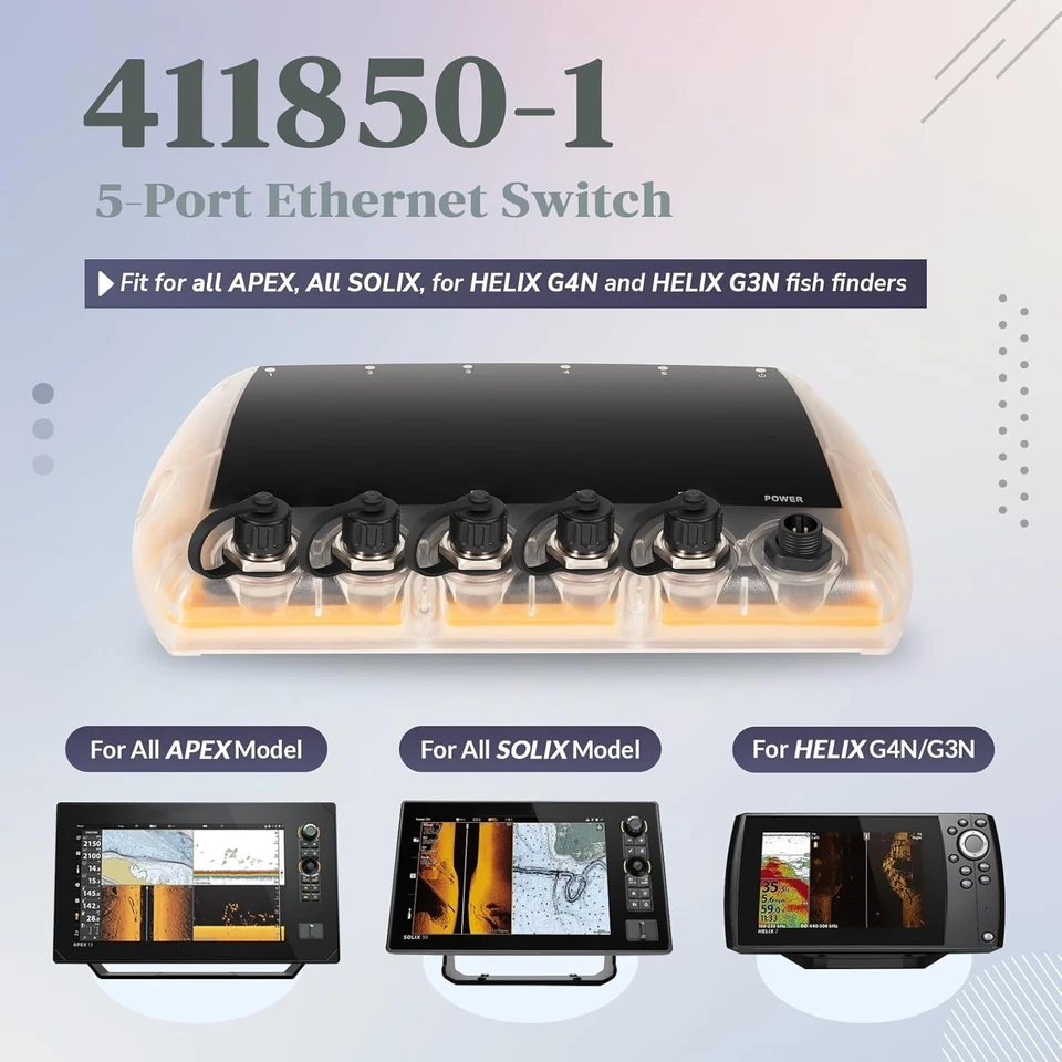 411850-1 5 Port Ethernet Switch Replace for Humminbird AS ETH 5PGL for Helix G4N - Image 2 of 4