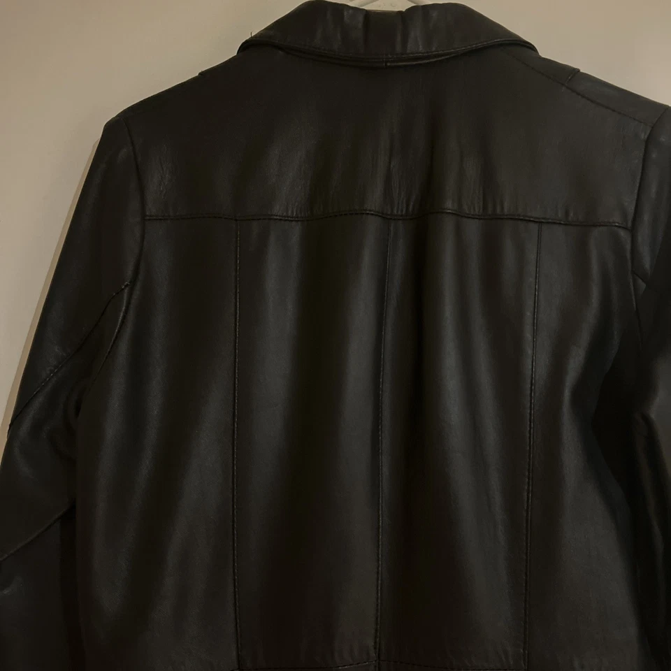 Gabardina para mujer Vera Pelle de cuero negro de longitud media - Hecha en Italia talla 44 Foto 3 de 4