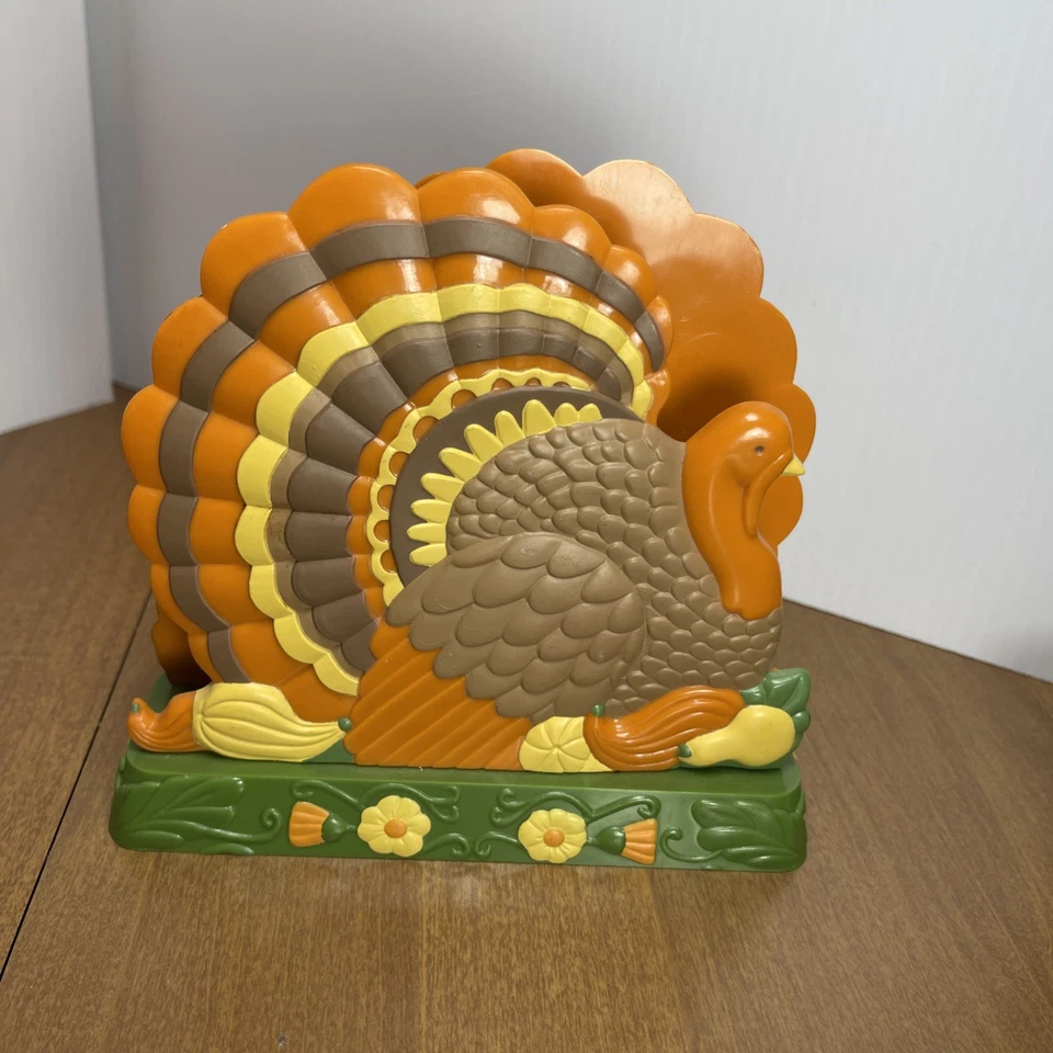 Servilletero Pavo Porta Letras Vintage Verde Marrón Plástico MCM Retro Acción de Gracias Foto 2 de 4