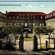 c1910s Berlin Germany Reich Presidential Chancellery Courtyard Statues Flag A356