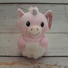 7 Plush Pink Unicorn With Fuzzy Snowflake Belly Stuffed Animal