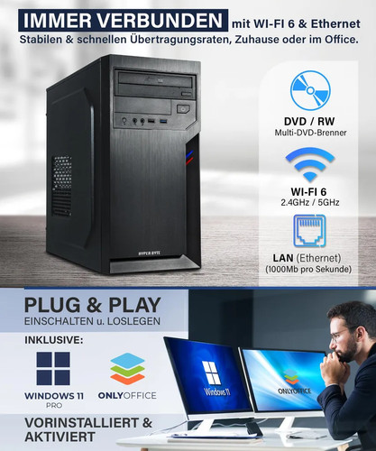 Windows 11 PRO Business PC HYPER BYTE® Intel I7 3,9GhZ 16GB RAM 512GB SSDschnell - Afbeelding 4 van 7