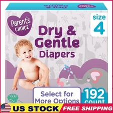 Dry Gentle Diapers Size 4 192 Count Hypoallergenic Leak Resistant Soft Stretchy