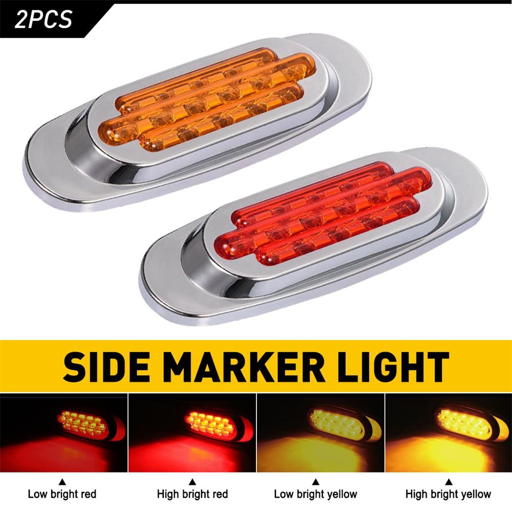 12V LED Side Marker Lights for Trucks Trailers Amber Red Bullet Lamp  