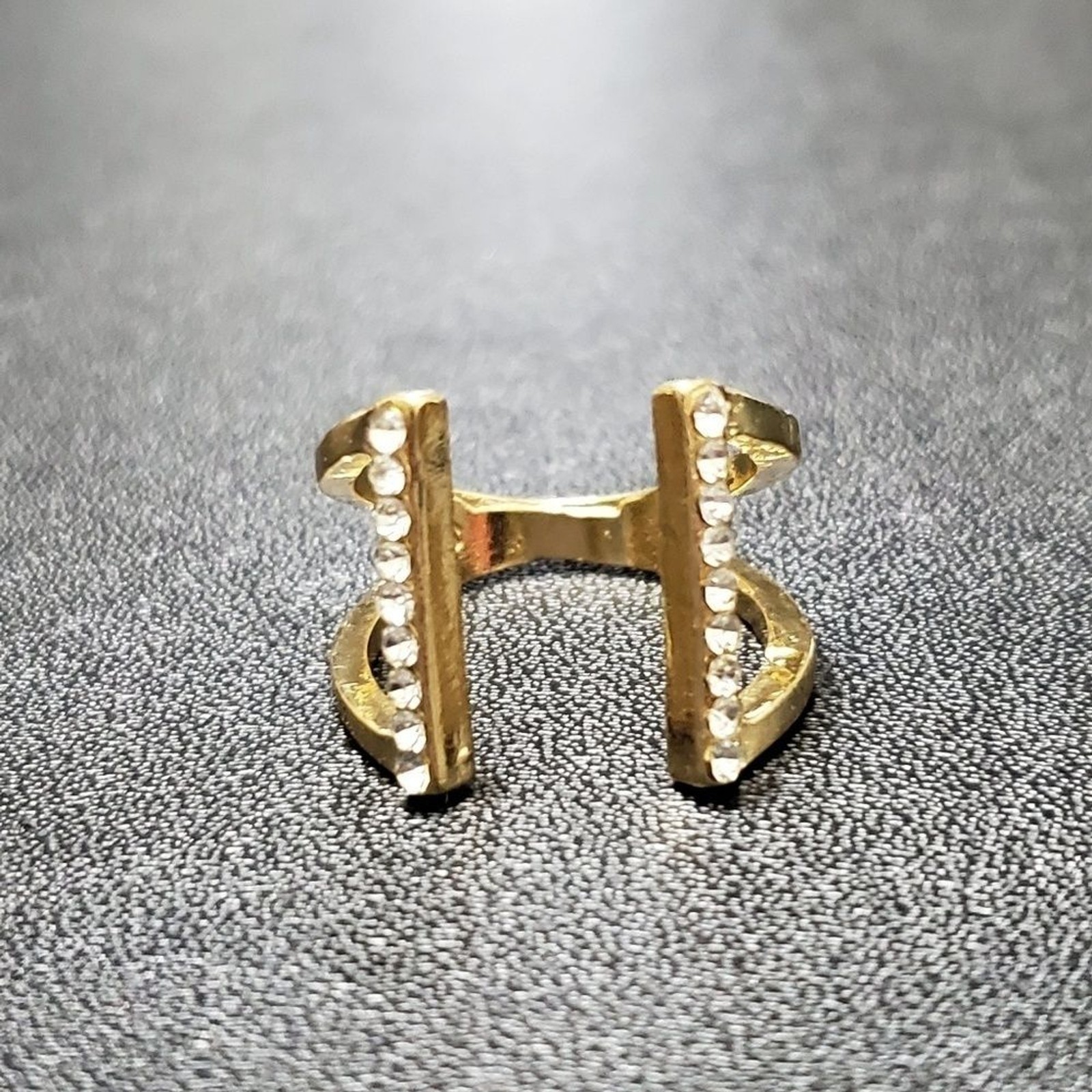 Gold tone adjustable rhinestone ring - image 2