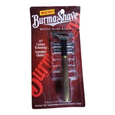 1995 BURMA-SHAVE Moving Blade Razor In Original Package 1 Razor, 2 Cartridges