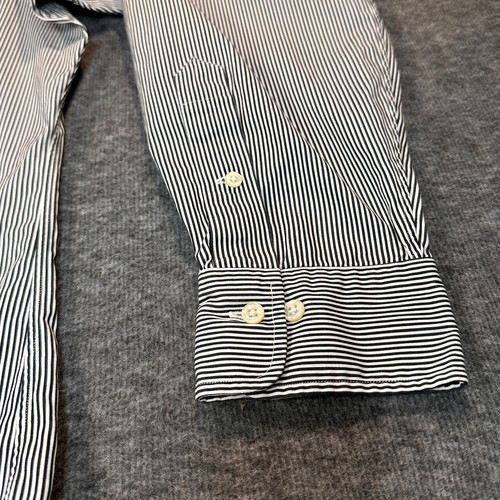 Vintage Polo Ralph Lauren Shirt Mens XL Black White Regent Striped Buttoned Up - Picture 3 of 9