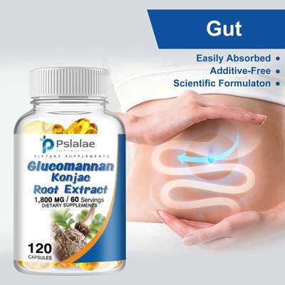 Glucomannan Capsules 1800mg - Konjac Root Extract Dietary Supplements - 120pcs