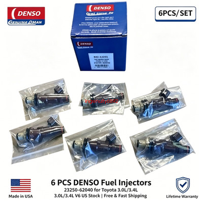 6x Genuine Denso OEM Fuel Injectors 23250-62040 for 99-04 Tundra 4Runner 3.4L V6