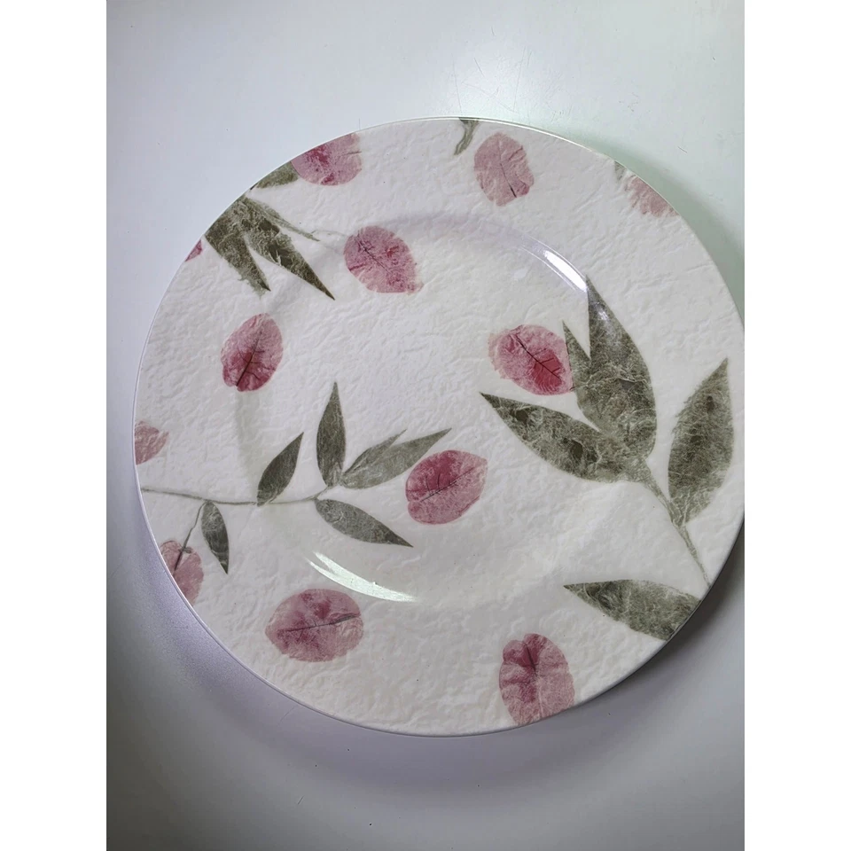 Set of 4- 222 FIFTH Paper Rose Petals Soft Discontinued 10.75" Dinner Plates - Image 3 of 4