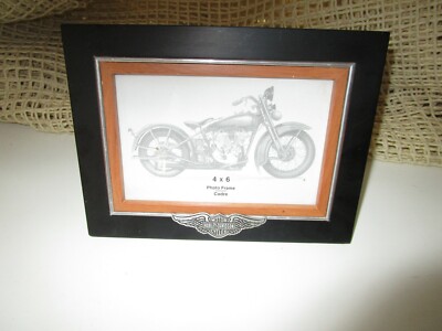 HARLEY DAVIDSON Bar & Shield Logo Picture Frame, Black Wood 4 x 6.