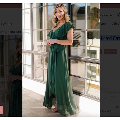 NWT Sold Out Baltic Born Katya Ruffle Maxi Dress Evergreen Emerald XXXL - Picture 6 of 11