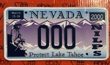 LICENSE PLATES￼ sample Nevada, 000 ￼ protect Lake Tahoe