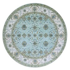 11'10" x 11'10" Blue Shah Abbas Vines Design Hand Knotted Wool Round Rug R76110