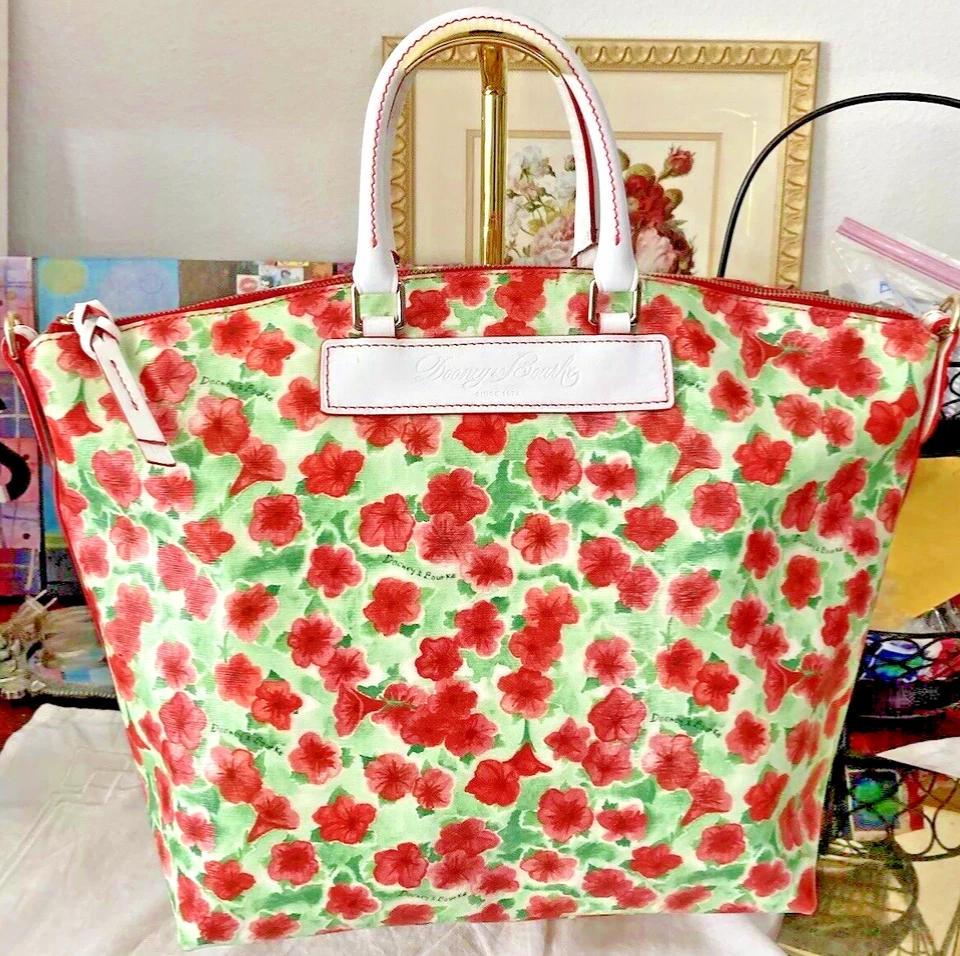 Bolso Dooney Bourke Vanessa Rojo Floral Blanco Cuero Florentino X-Large Foto 3 de 4