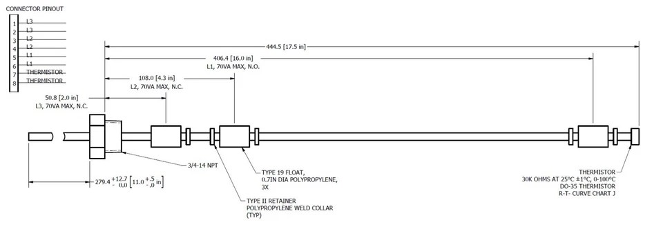 GEMS 3 Position Float Switch With Thermistor - Image 2 of 2