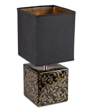 formano Lampe eckig schwarz-gold 35cm, Lampenfuß 13x13cm schwarz-glasiert 751874