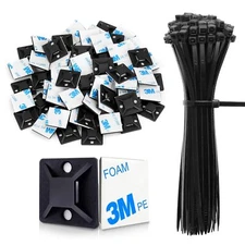 Strong Back-Glue Self Adhesive Cable Zip Tie Mounts Kit 50 Set Cable