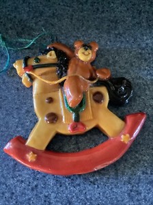 1990 Calliope Ornament Bear On Rocking Horse 