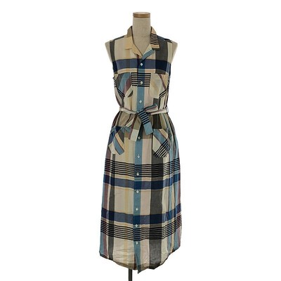Engineered Garments Groß Madras Kariert Khaki Klassisch Kleid Größe 1 Mehrfarbig