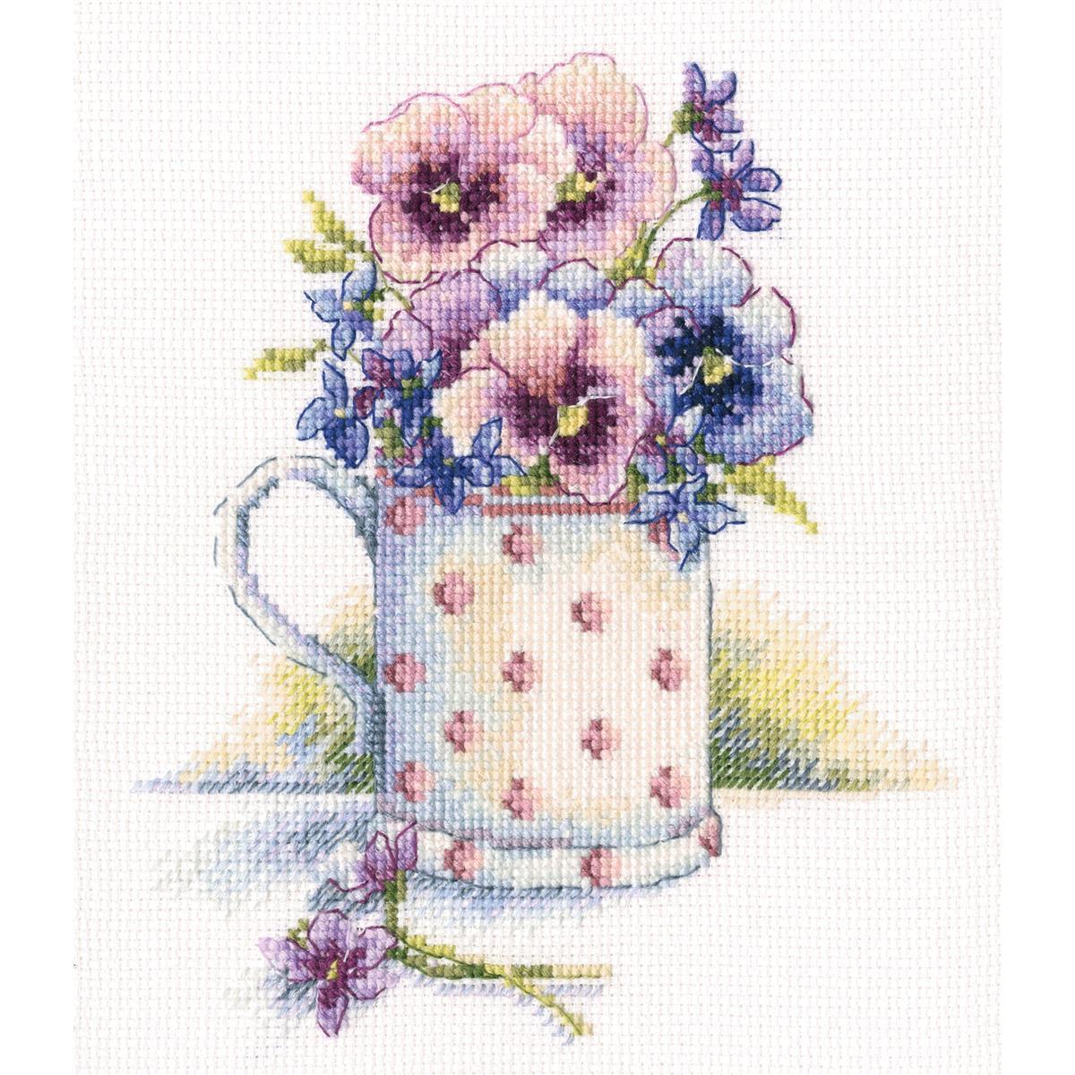RTO counted Cross Stitch Kit ""First violets"" M632, 13,5x16 cm, DIY