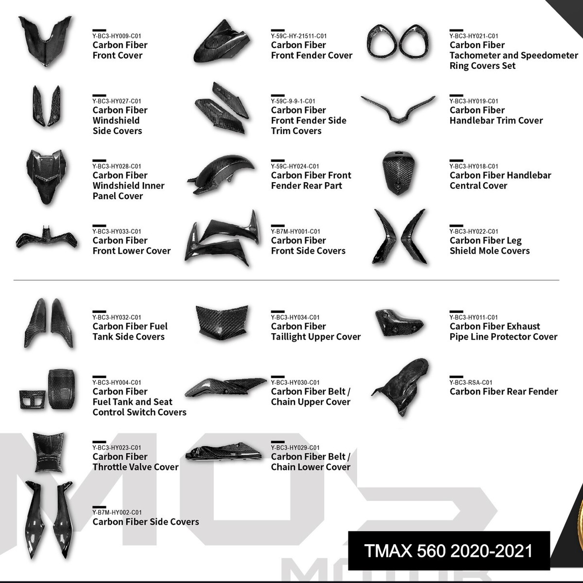 MOS Carbon Fiber Parts and Accessories for Yamaha TMAX 530 & TMAX
