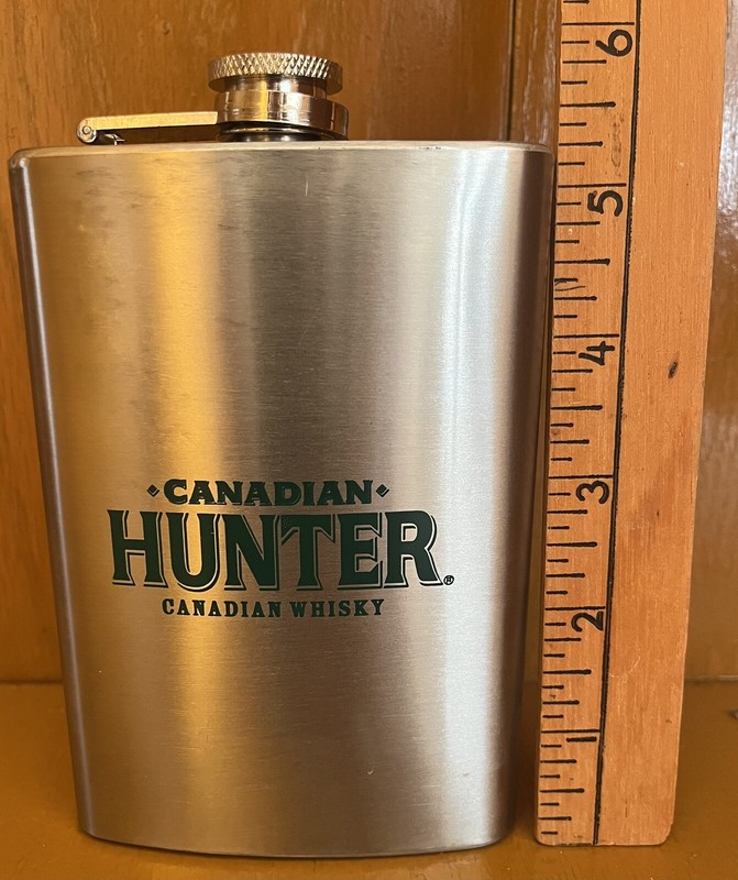 Stainless Steel 8 oz Hip Flask Canadian Hunter Canadian Whiskey, "Hunter"