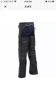 MOTORCYCLE CHAPS PLAIN BIKERS RIDING PANTS ASSLESS COWBOY VINTAGE CHAPS BLACK