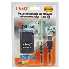 Batteria controller X-box 360 con cavo 3200mAh, Batteria di ricarica pe