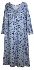 Adonna Sleepwear Sz PM Blue Floral Home Robe Long Sleeve 1/3 Front Buttons PO