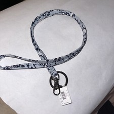 Vera Bradley Lanyard Key Ring Perennials Gray