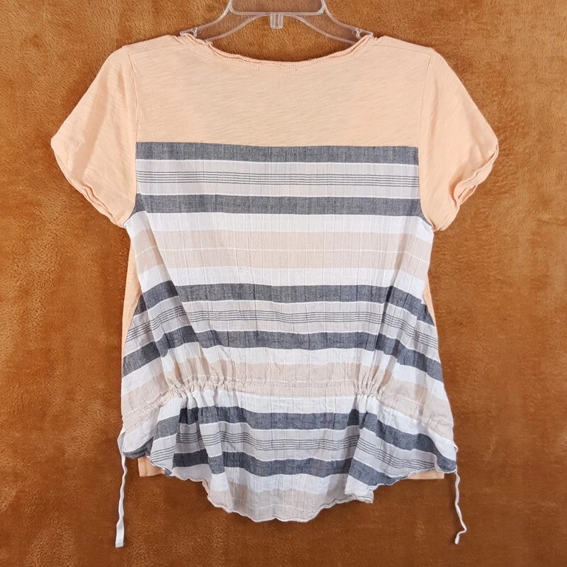 Top LITTLE YELLOW BUTTON Mujer Pequeño Pastel Naranja Rayas ANTHROPOLOGIE Foto 3 de 4