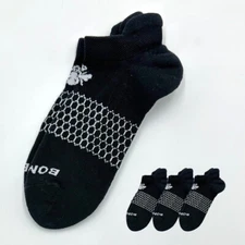 3 pairs Women's Cushion solid ankle Socks Size Med 8-10.5 Black BOMBAS NWT
