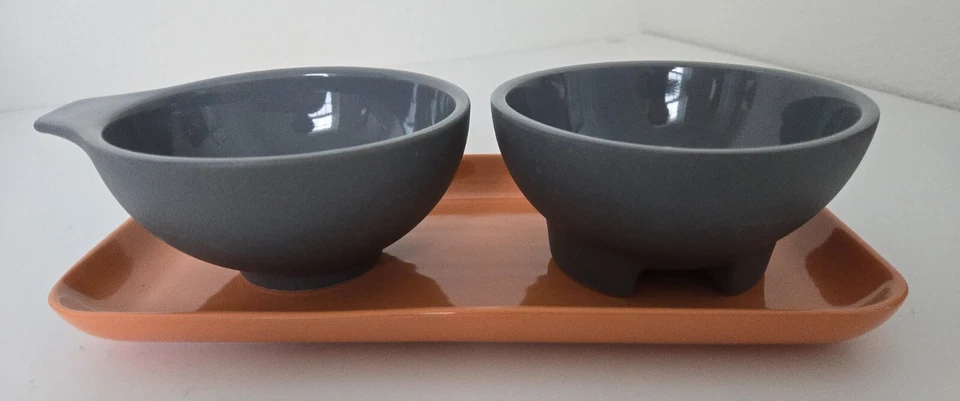IKEA ÖMSESIDIG OMSESIDIG Tray With 2 Bowls Orange/Gray (605.500.23)  New - Image 2 of 4