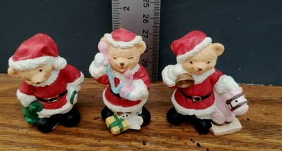 3 Mini Santa Claus Teddy Bear Christmas 
