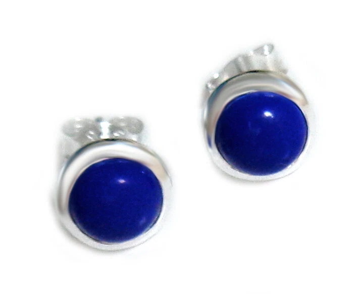 Ohrstecker Lapislazuli rund  7 mm 925er Silber glänzend  + Box TR6